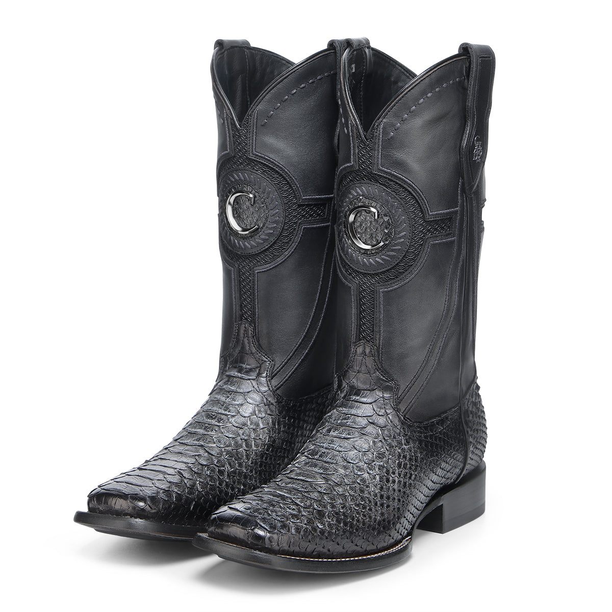 Cuadra CC288-L men's black and gray python cowboy boots, pair, square toe