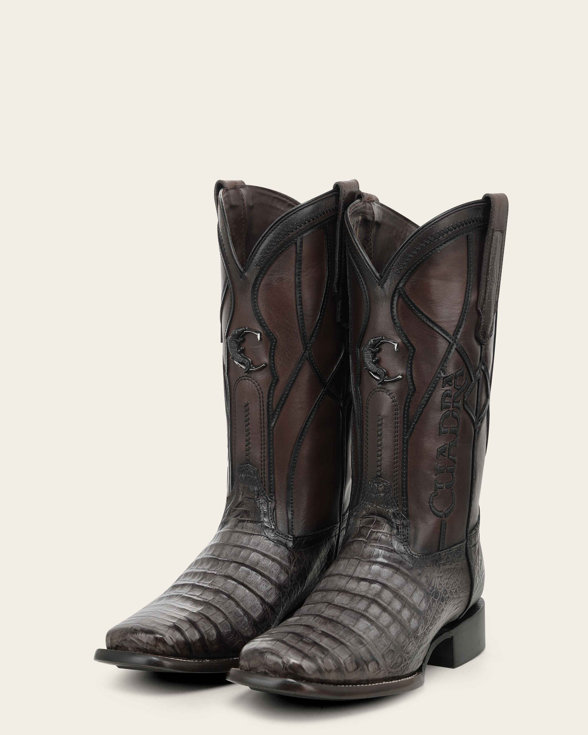Pair of Cuadra CC353 men's grey caiman western boots