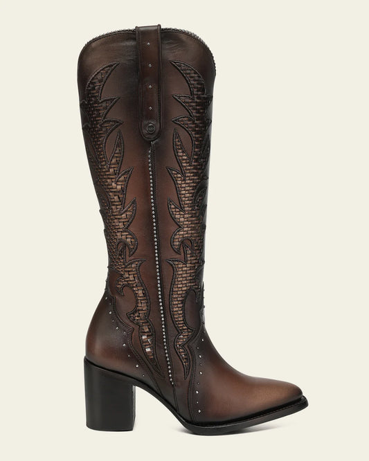 Cuadra Women Boots Honey Embroidery & Zipper & Woven & Studs P CC338