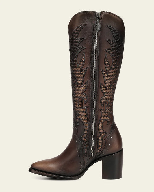 Cuadra Women Boots Honey Embroidery & Zipper & Woven & Studs P CC338
