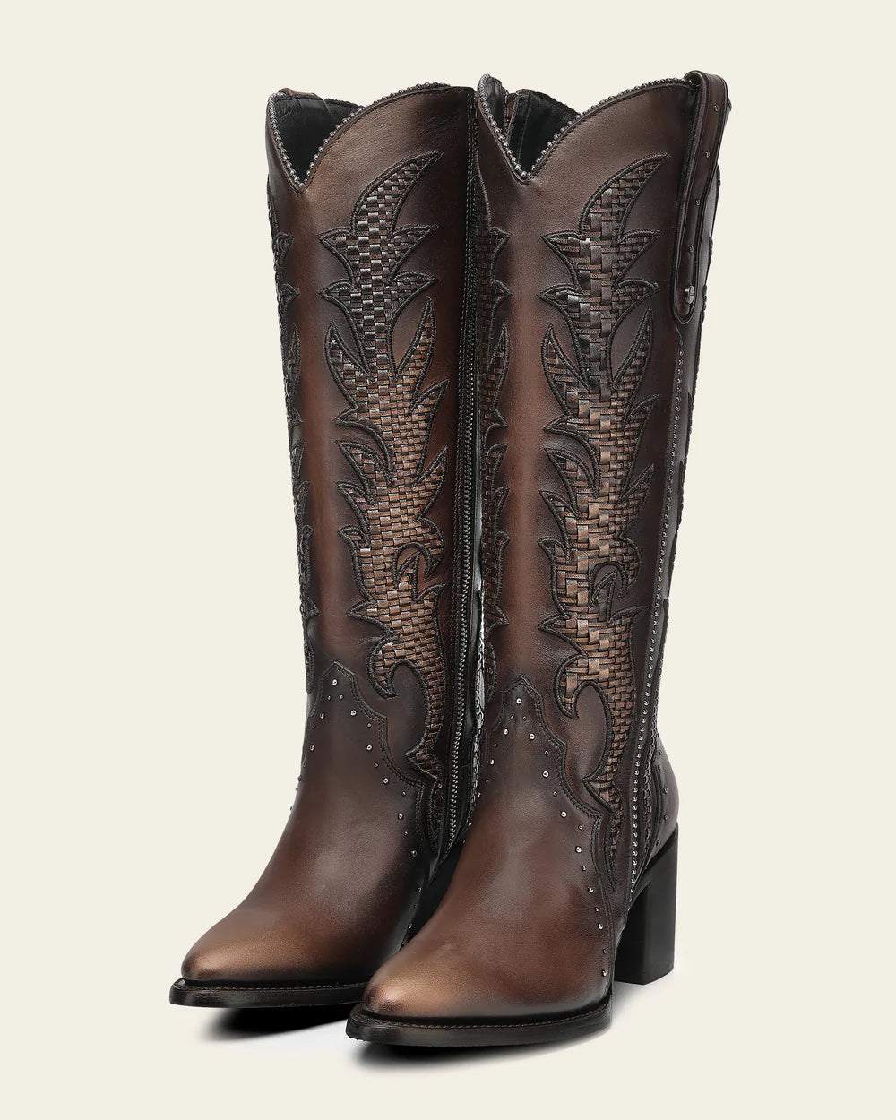 Cuadra Women Boots Honey Embroidery & Zipper & Woven & Studs P CC338