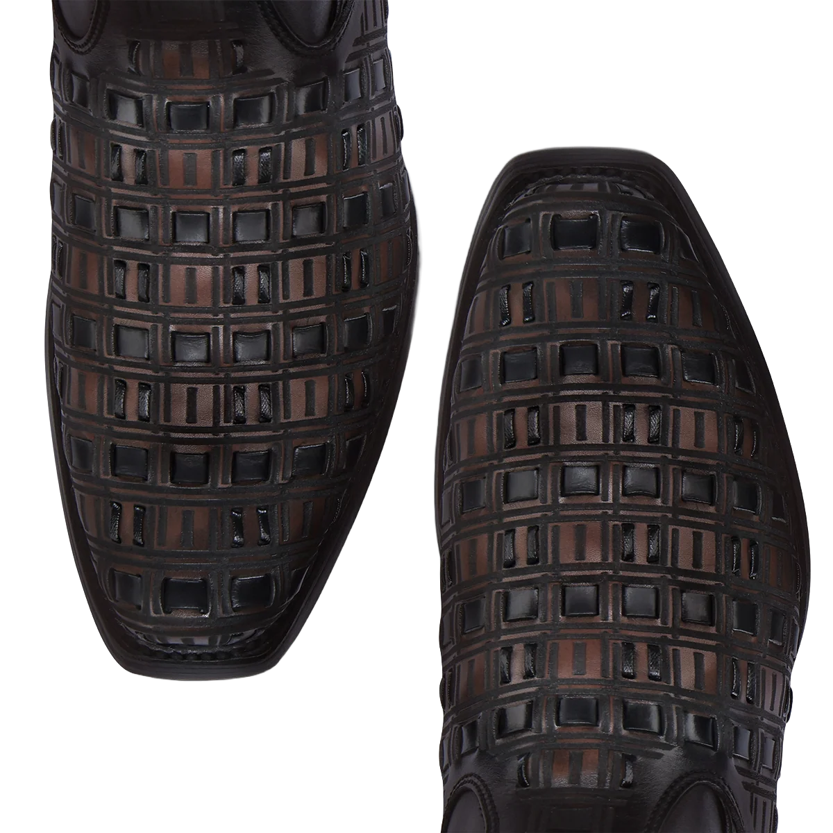 CUADRA CU940  EE MEN CHOCOLATE & BLACK LASER & WOVEN & ZIPPER NARROW SQUARE TOE