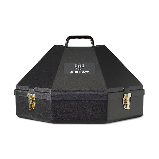 Ariat A0150301 black hard-shell hat can with Ariat logo plate, top handle and two latches