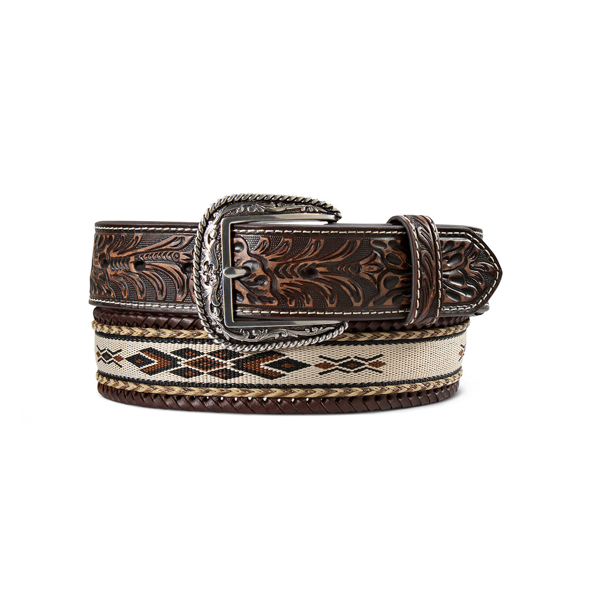 Ariat Men's Brown Horse Hair Whipstitch Western Belt A1044902