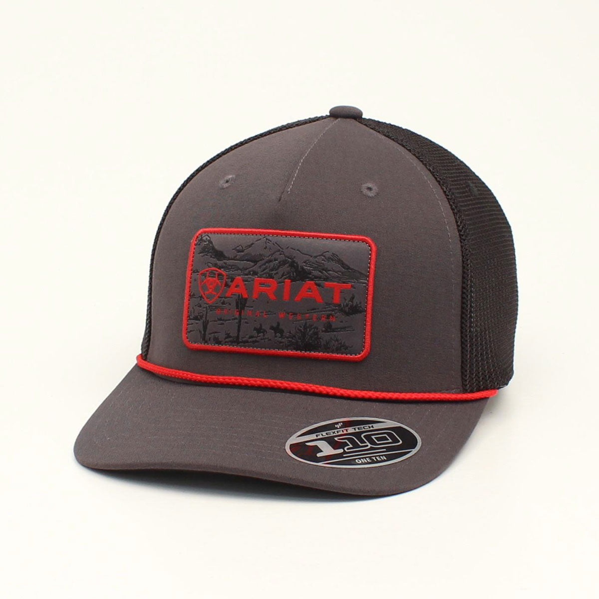Ariat Men's Gray Rectangle Patch Flexfit 110 Snapback Cap A300018206