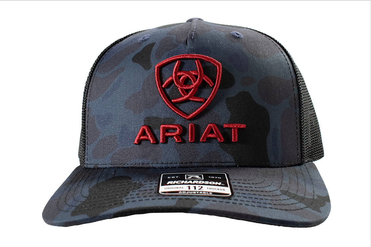 Ariat Men's Navy Camo 3D Embroidery Richardson 112 Snapback Cap A300090103