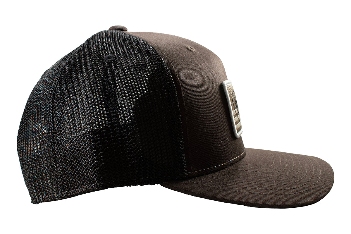 Ariat Men's Brown American Flag Patch Flexfit 110 Snapback Cap A300090702