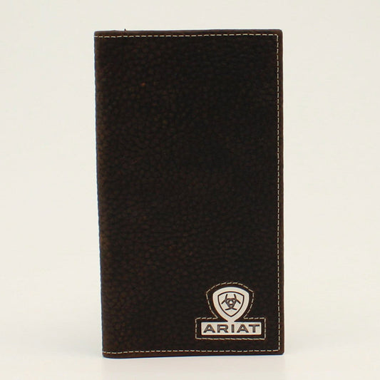 Ariat® Men's Shield Logo Conch Dark Brown Rodeo Wallet A35467282