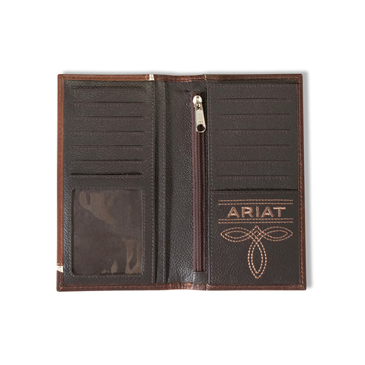 Ariat Men's Tan Two Tone Shield Logo Rodeo Wallet A3547708