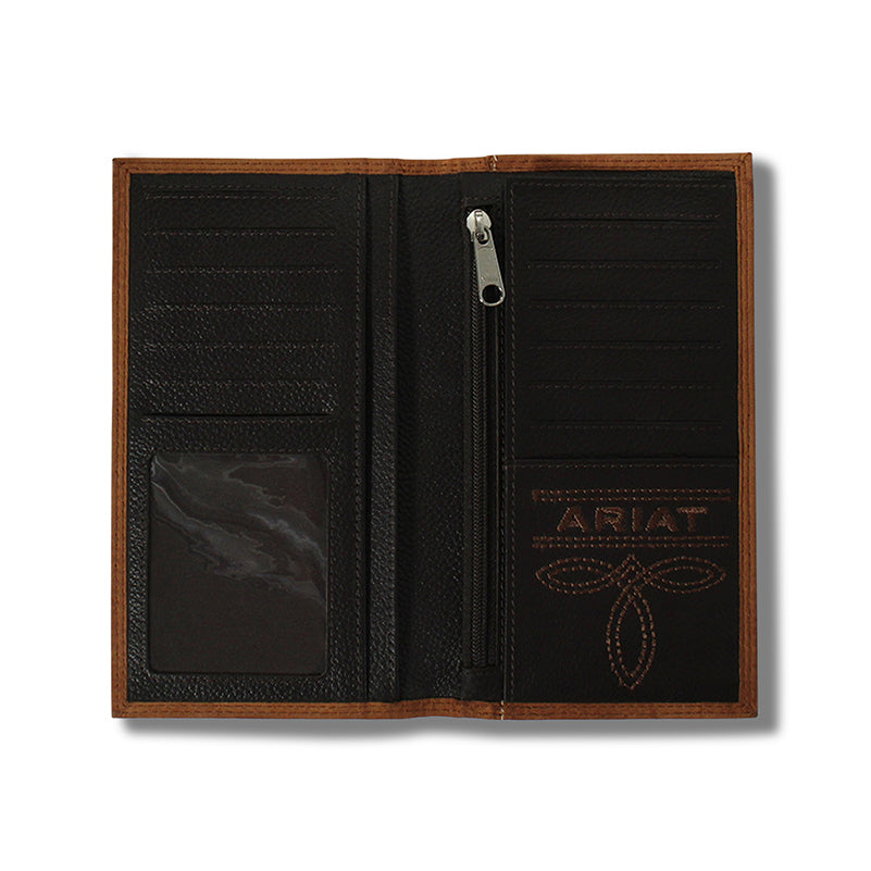 Ariat Men's Medium Brown Embossed Logo Rodeo Wallet A3548044