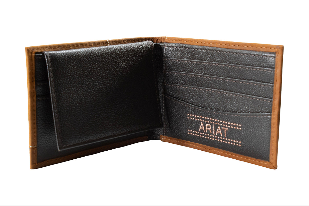 Ariat Men's Medium Brown Two Tone Leather Bifold Wallet A3552644