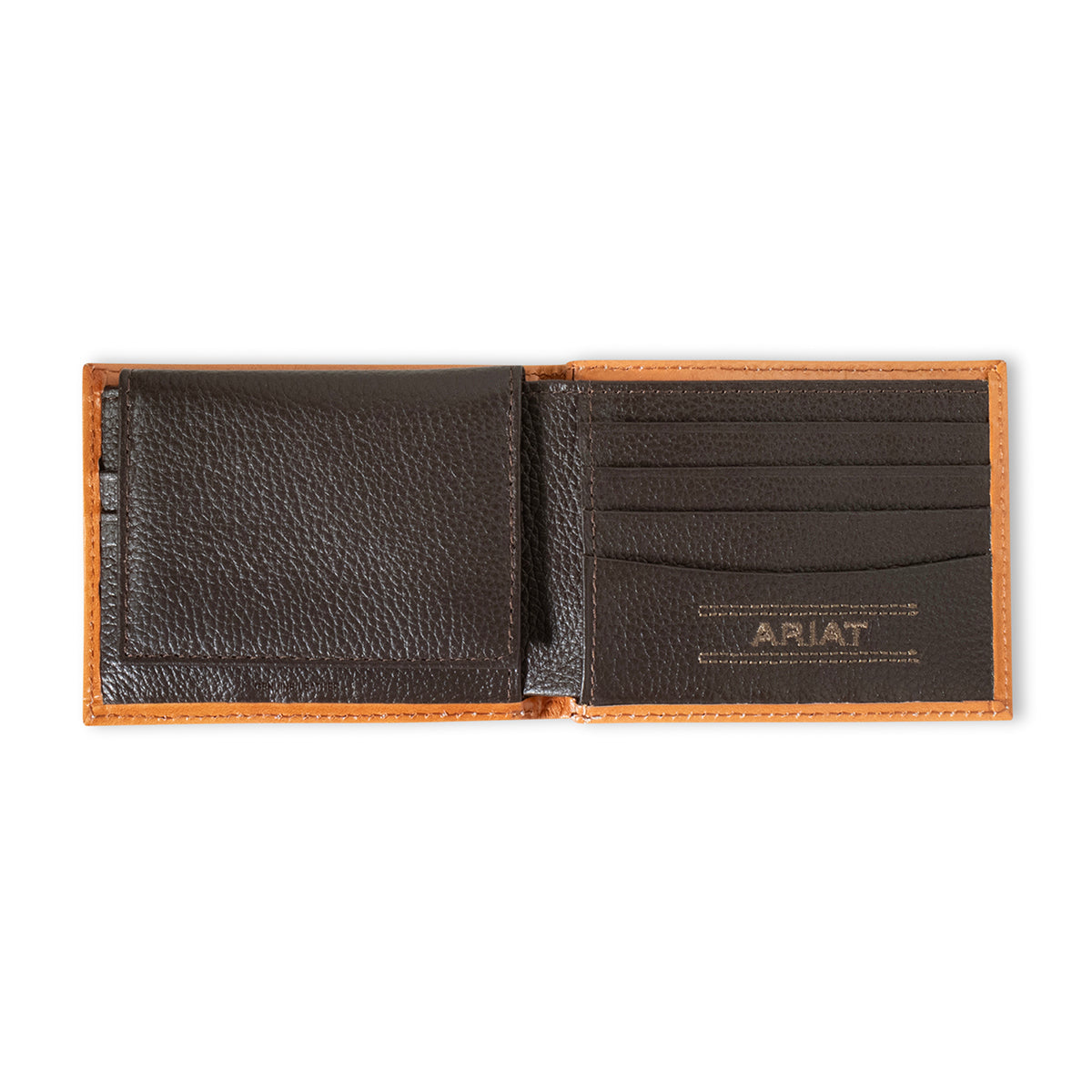 Ariat Men's Natural Floral Embossed Ariat Logo Bifold Wallet A3559848