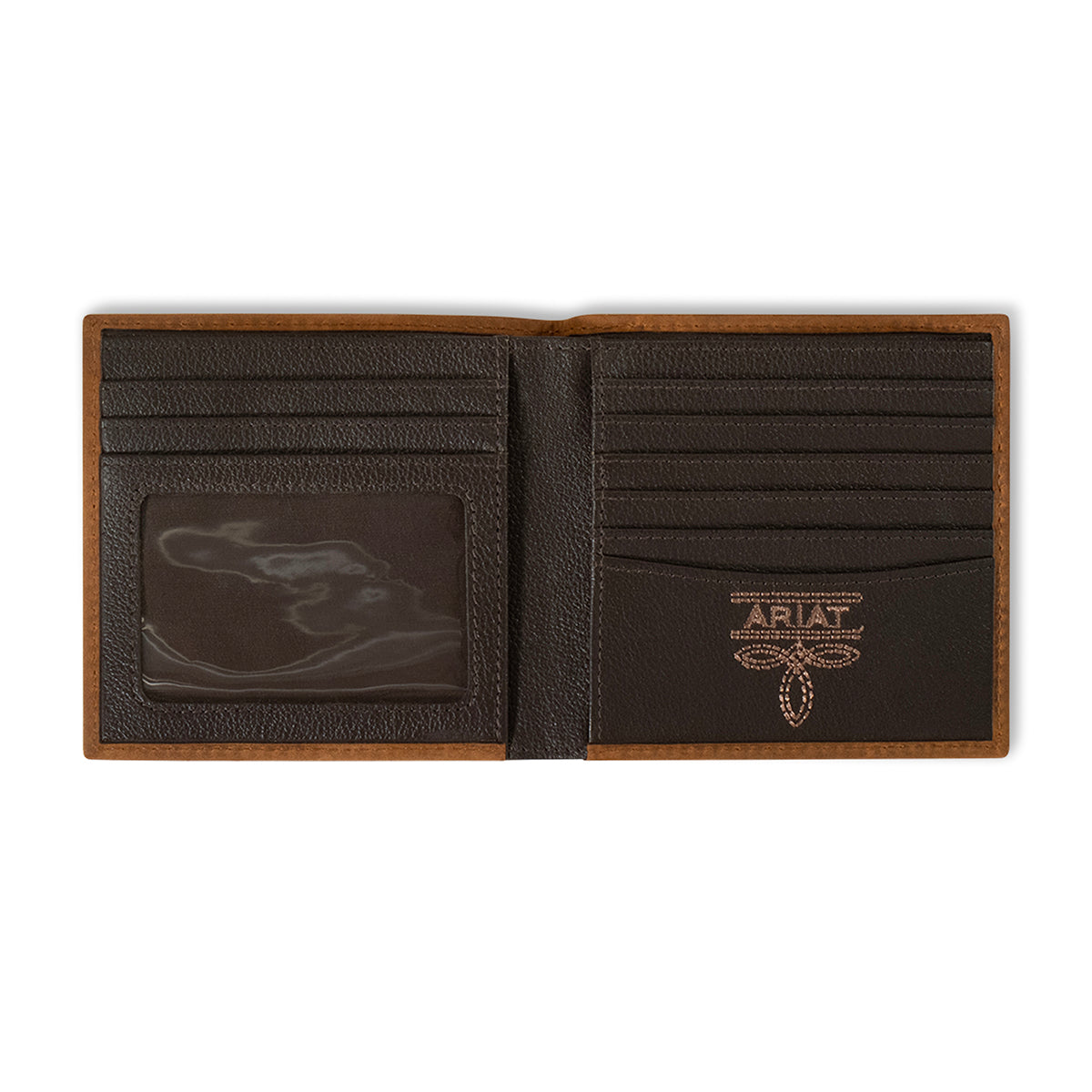 Ariat Men's Medium Brown Scrolling Embossed Large Bifold Wallet A3561444