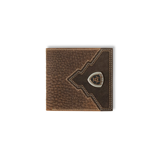 Ariat Men's Brown Rowdy Overlay Ariat Shield Large Bifold Wallet A35622282