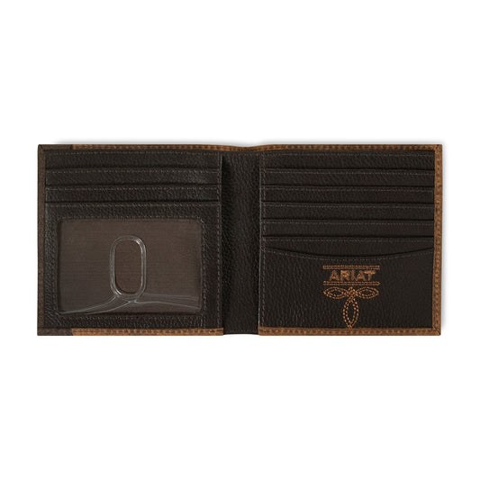 Ariat Men's Brown Rowdy Overlay Ariat Shield Large Bifold Wallet A35622282