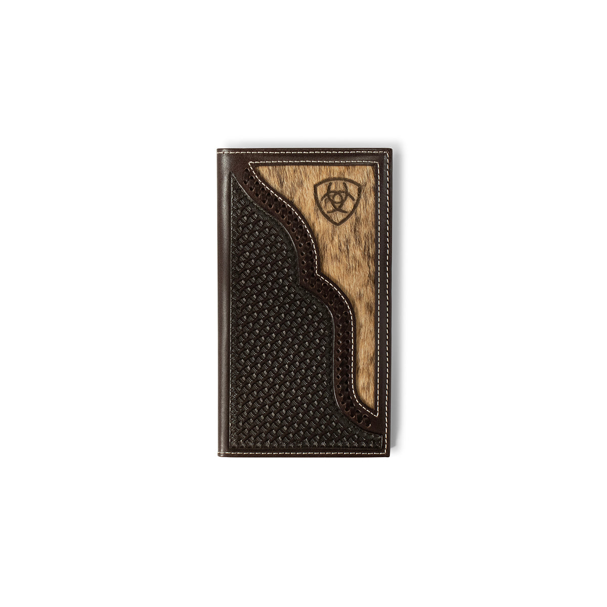 Ariat Men's Chocolate Hair-On Overlay Laser Shield Rodeo Wallet A3562647