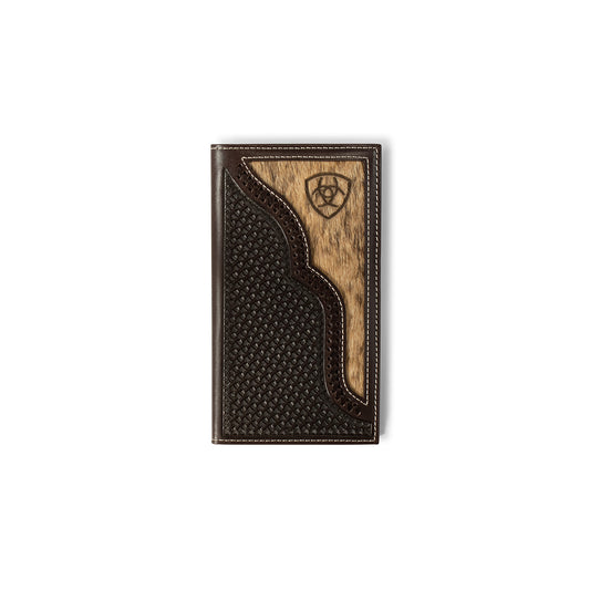 Ariat Men's Chocolate Hair-On Overlay Laser Shield Rodeo Wallet A3562647
