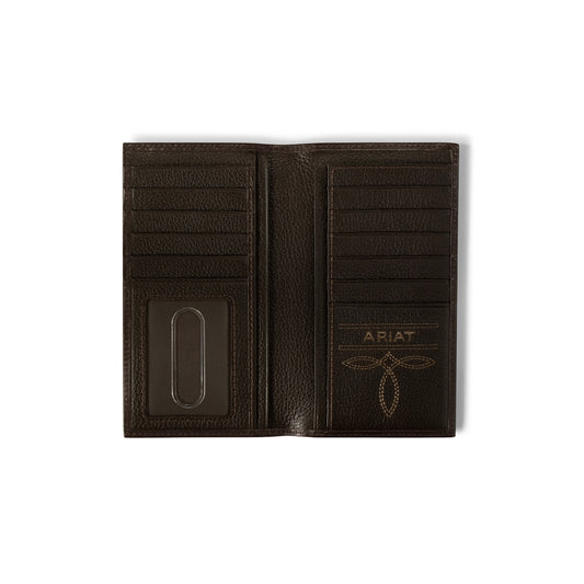 Ariat Men's Chocolate Hair-On Overlay Laser Shield Rodeo Wallet A3562647