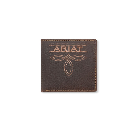 Ariat Men's Brown Ariat Buck Stitch Large Bifold Wallet A3563502