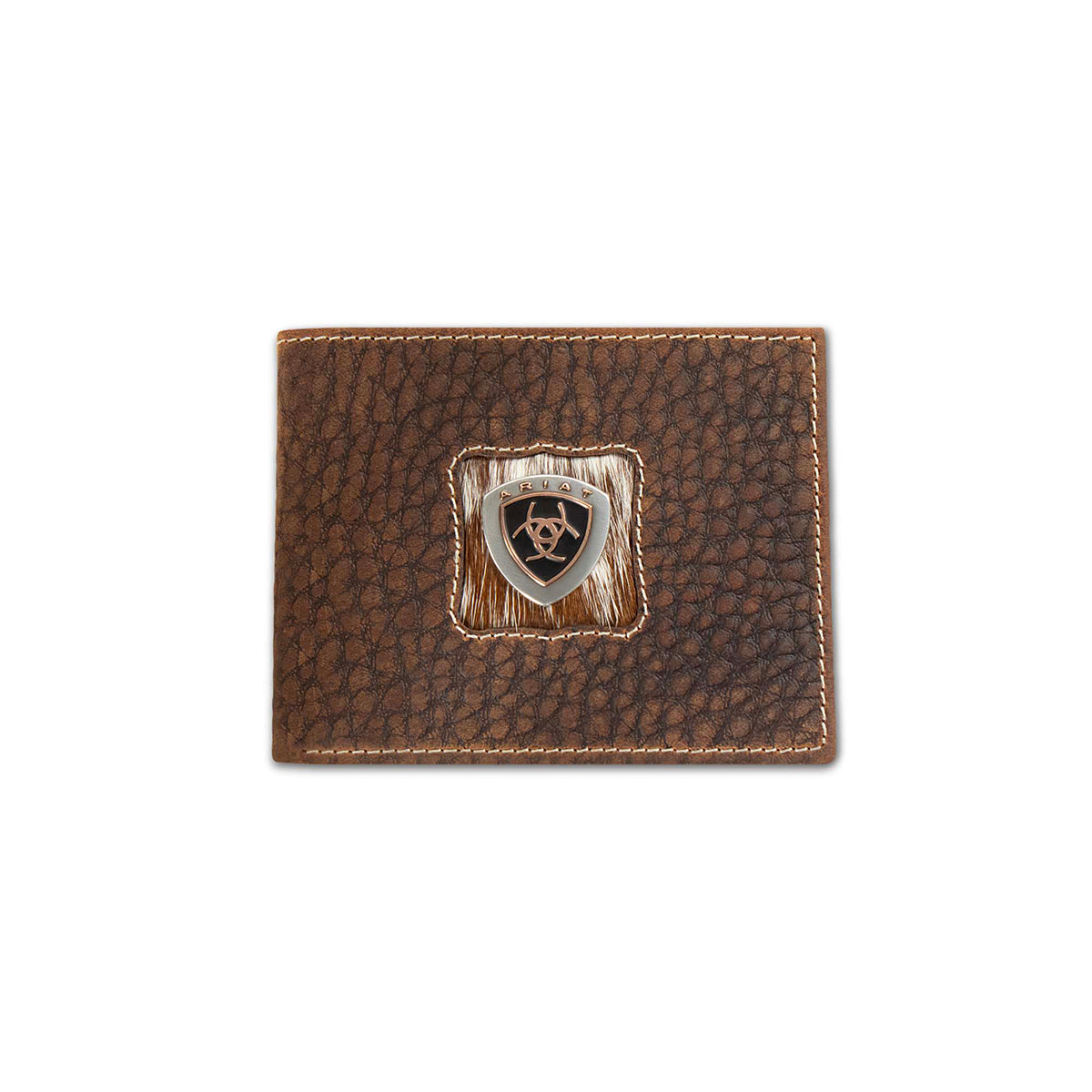 Ariat Men's Brown Calf Hair Patch Concho Passcase Bifold Wallet A3566802