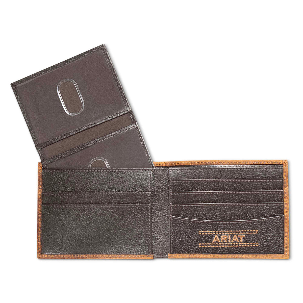 Ariat Men's Brown Calf Hair Patch Concho Passcase Bifold Wallet A3566802