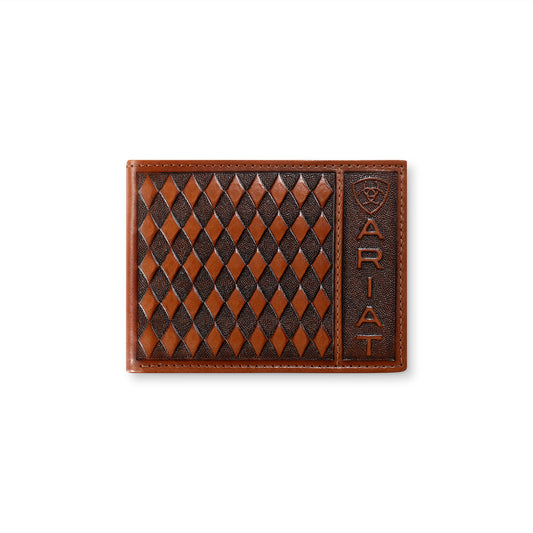 Ariat Men's Brown Diamond Embossed Bifold Wallet A3568602