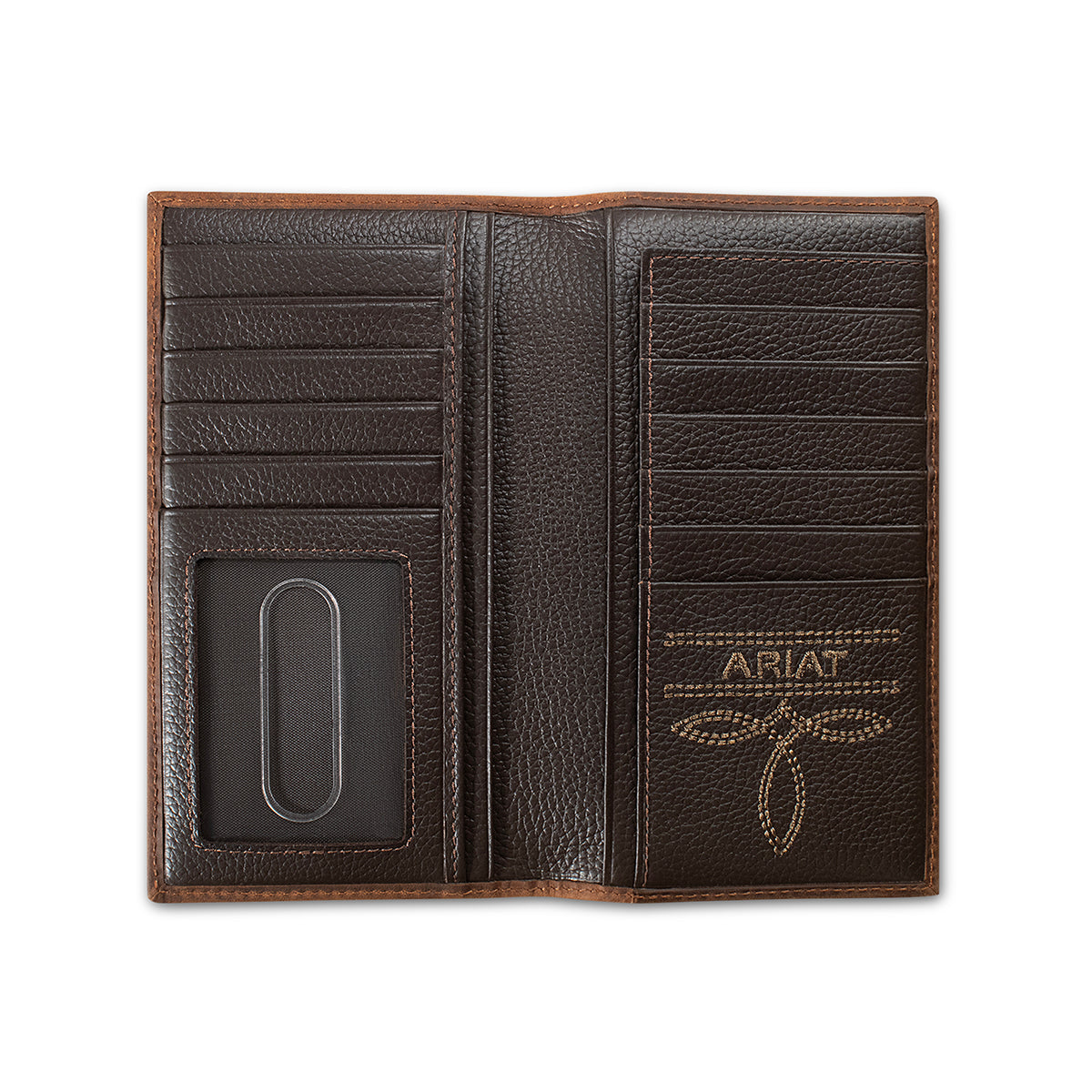 Ariat Men's Medium Brown Overlay Scroll Embossed Rodeo Wallet A3568844