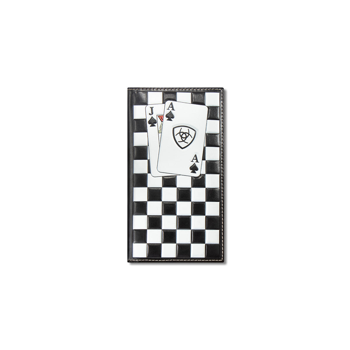 Ariat Men's Black White Checkered Cards Rodeo Wallet A3569562
