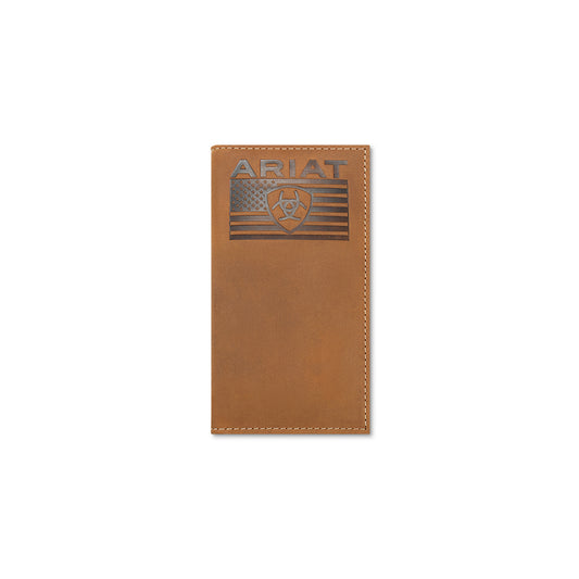 Ariat Men's Medium Brown Ariat Flag Embossed Rodeo Wallet A3569944