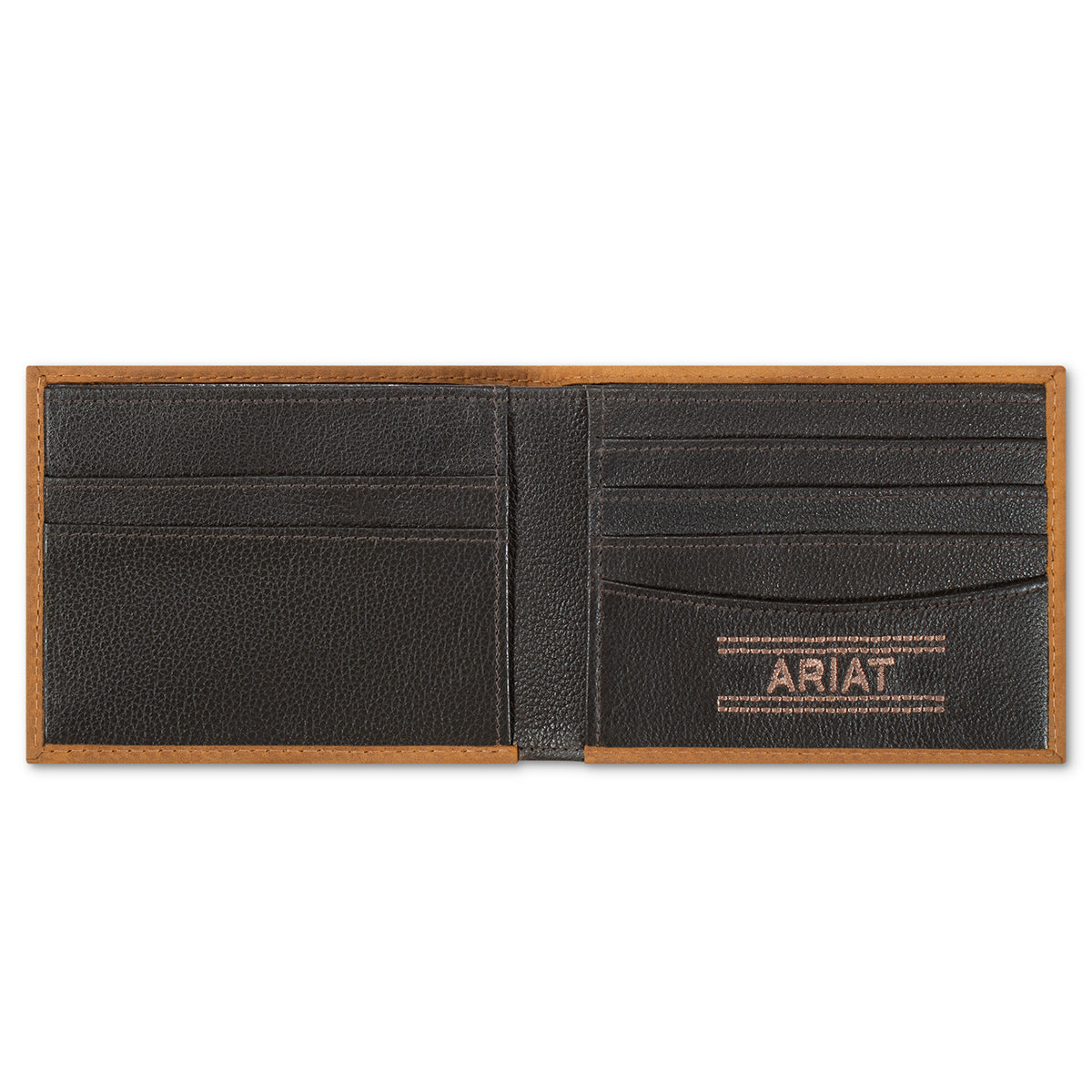 Ariat Men's Medium Brown Ariat Flag Embossed Bifold Wallet A3570144