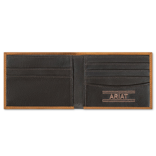 Ariat Men's Medium Brown Ariat Flag Embossed Bifold Wallet A3570144