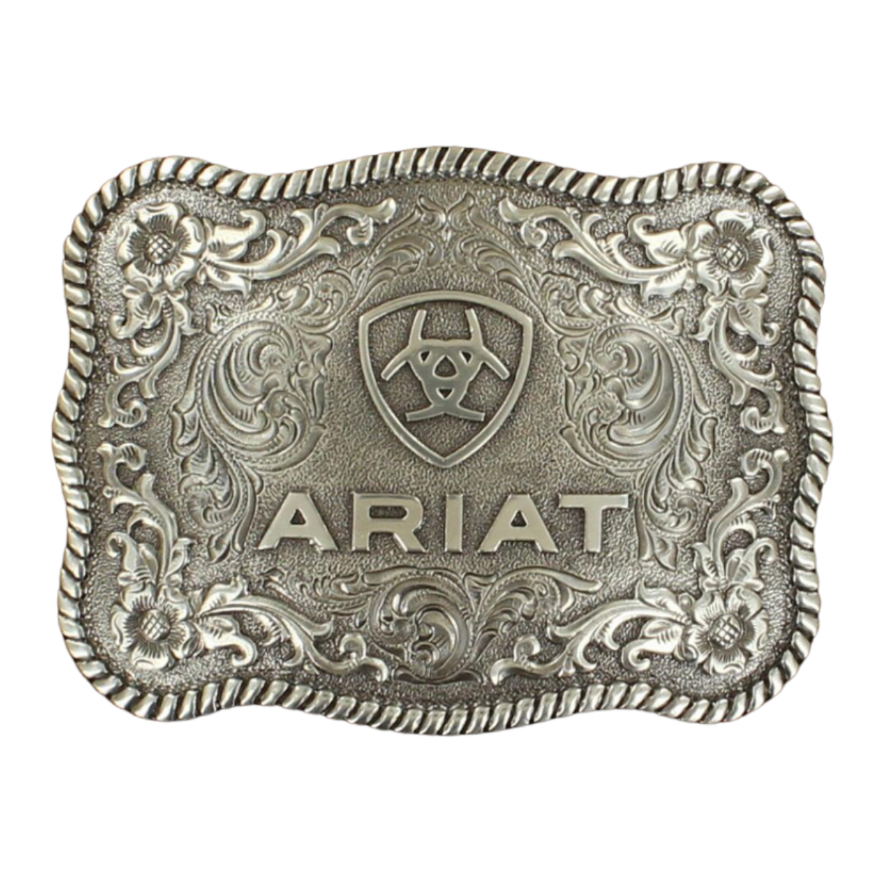 Ariat Men's Rectangle Rope Edge Belt Buckle by M&F A37006