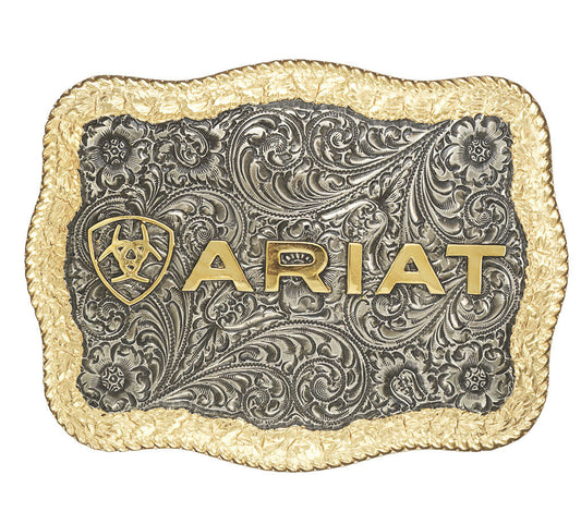 Ariat Antique Silver and Antique Gold Rectangle Buckle With Rope Edge A37014