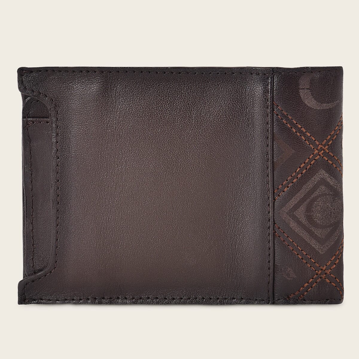 Side view of the Cuadra DU464 brown leather bifold wallet