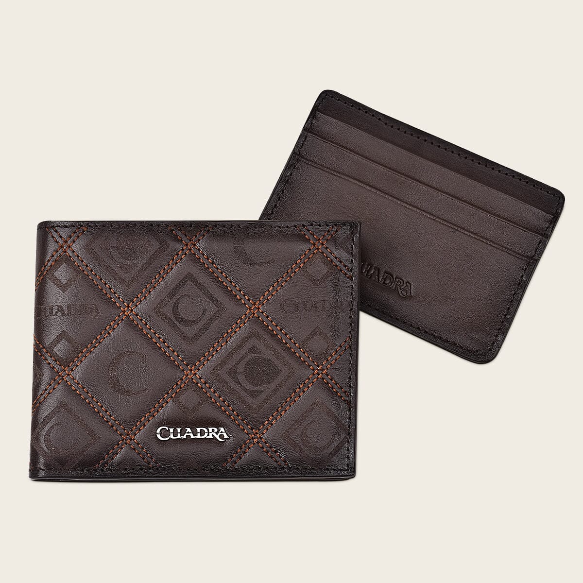 Cuadra DU464 brown engraved wallet with its removable card holder
