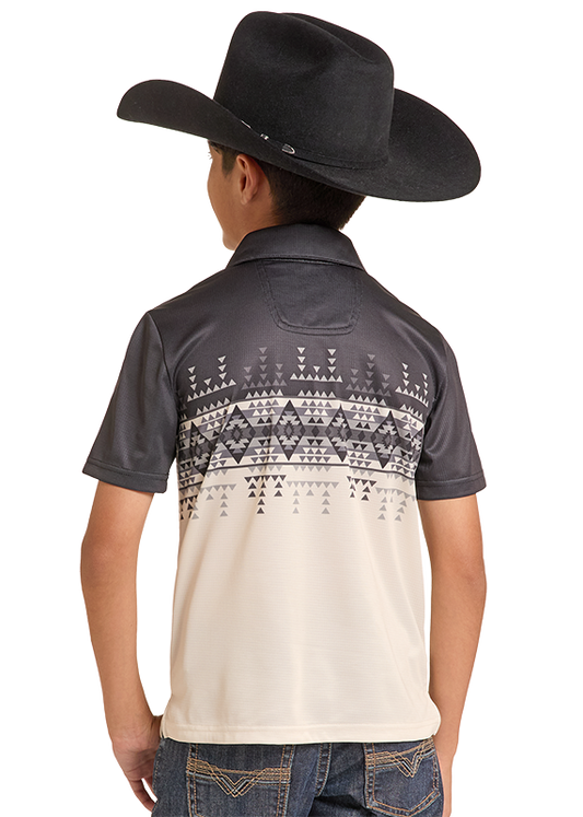 Rock & Roll Denim BB51T09599 boys' polo in natural, back view