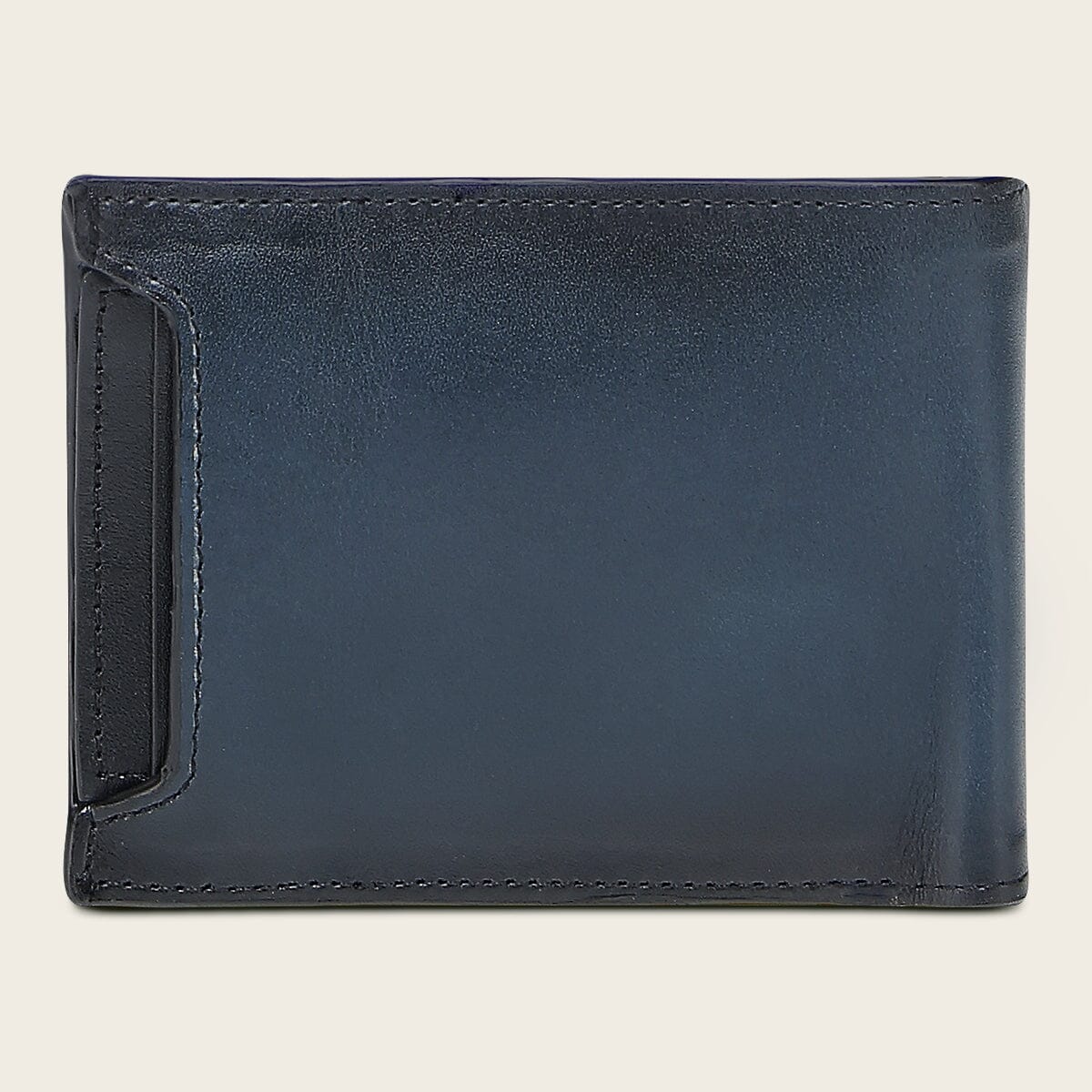 Back of the Cuadra DU717 black and blue leather wallet