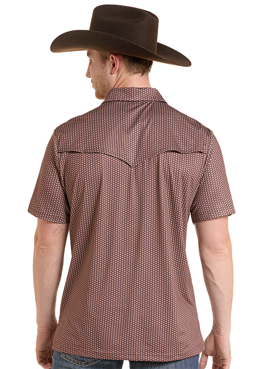 Rock & Roll Denim BM51T10068 men's polo in brown, back view
