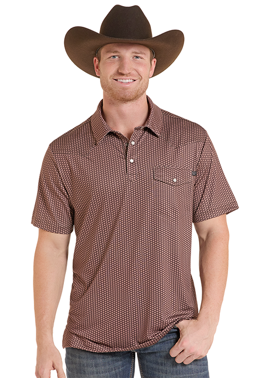 Rock & Roll Denim BM51T10068 men's polo in brown, front view