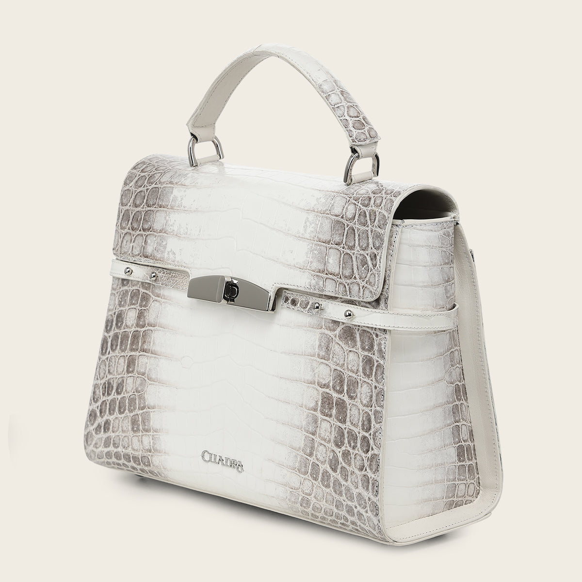 Cuadra DU873 white Niloticus crocodile leather handbag, alternate view