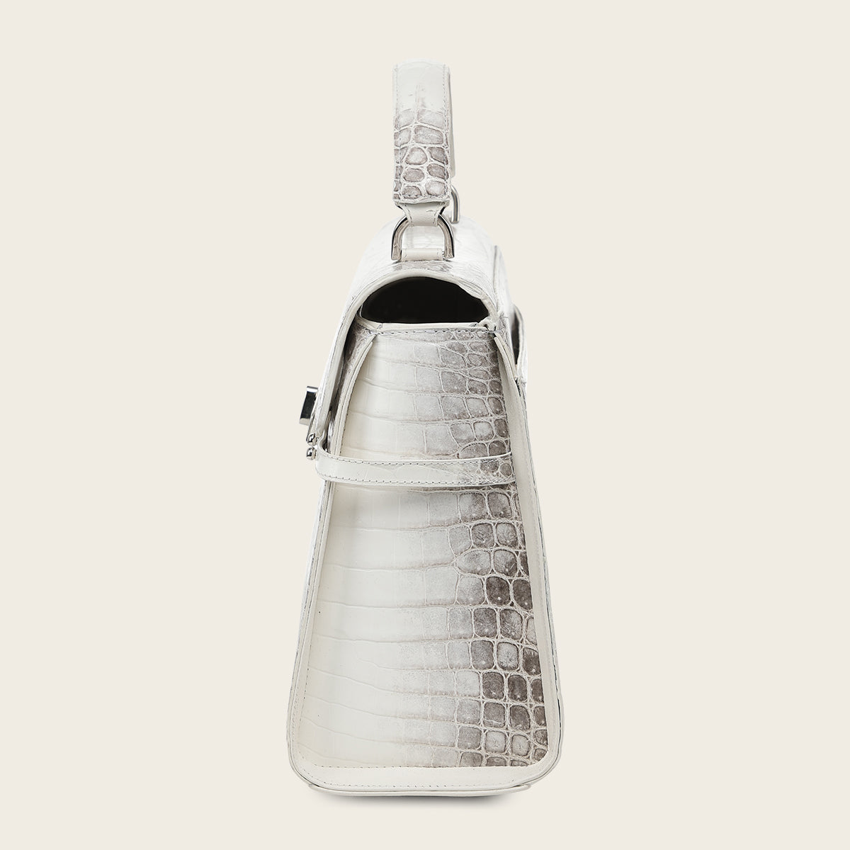 Cuadra DU873 white Niloticus crocodile leather handbag, side view