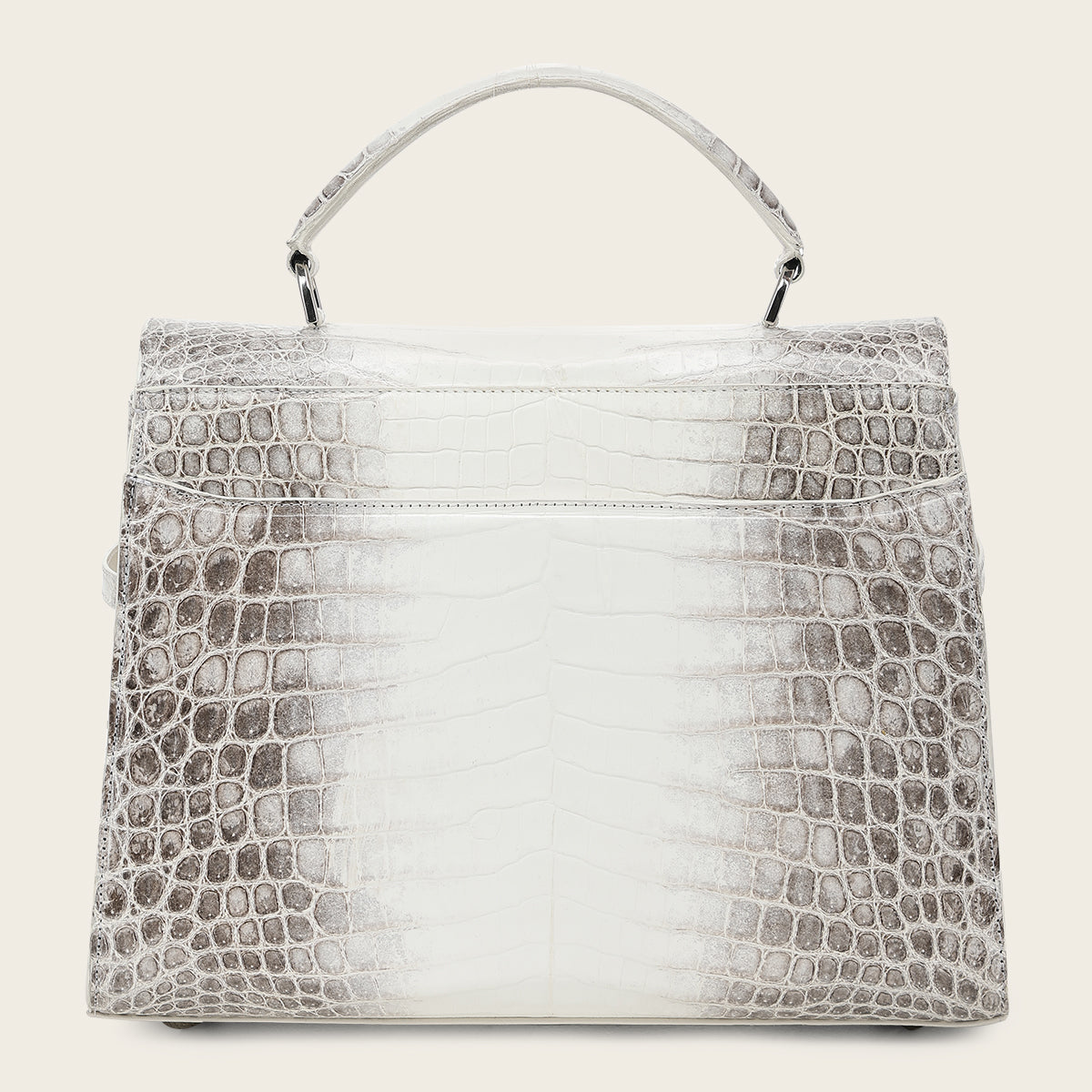 Cuadra DU873 white Niloticus crocodile leather handbag, angled view