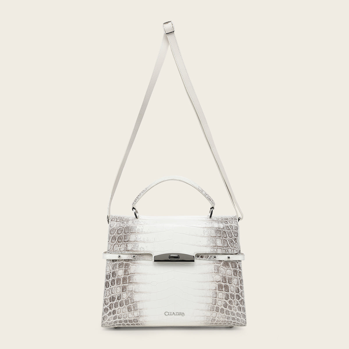 Cuadra DU873 white Niloticus crocodile leather handbag, alternate view