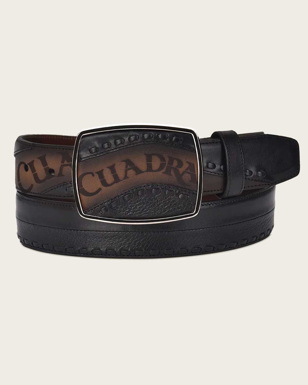 Cuadra Men's Western Black Belt Hand-Painted in Bovine Leather