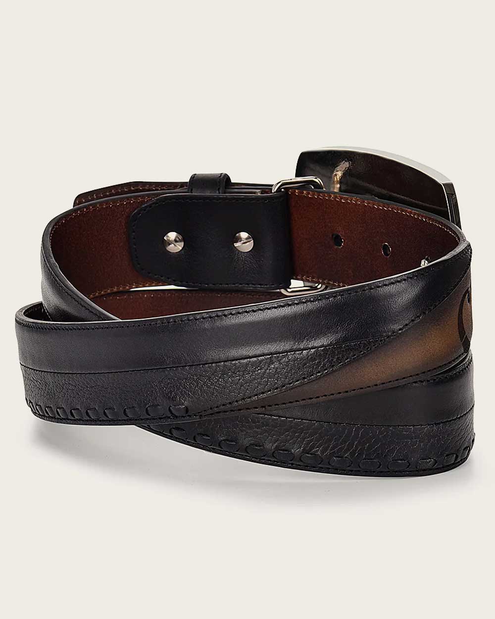 Cuadra Men's Western Black Belt Hand-Painted in Bovine Leather
