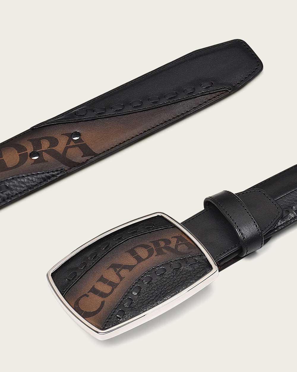 Cuadra Men's Western Black Belt Hand-Painted in Bovine Leather