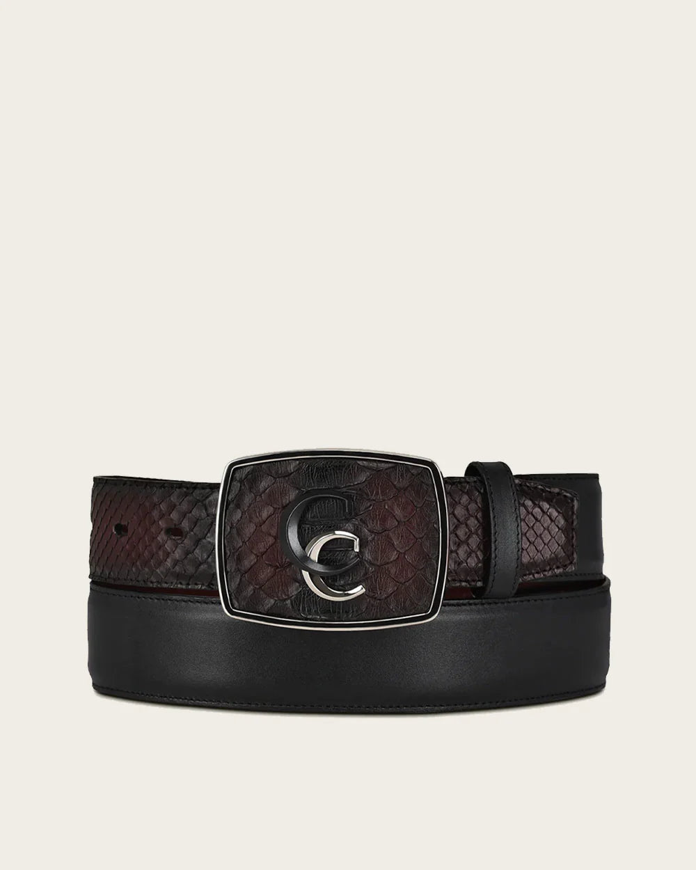Cuadra Men’s Black Python Leather Western Belt BC324