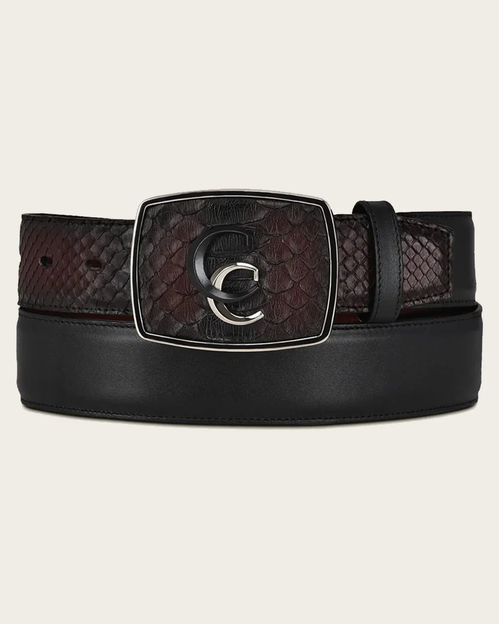 Cuadra Men’s Black Python Leather Western Belt BC324