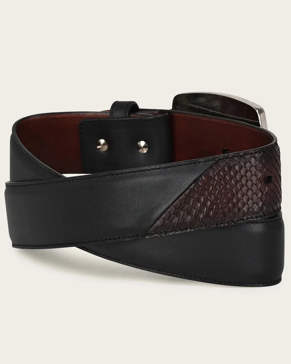 Cuadra Men’s Black Python Leather Western Belt BC324