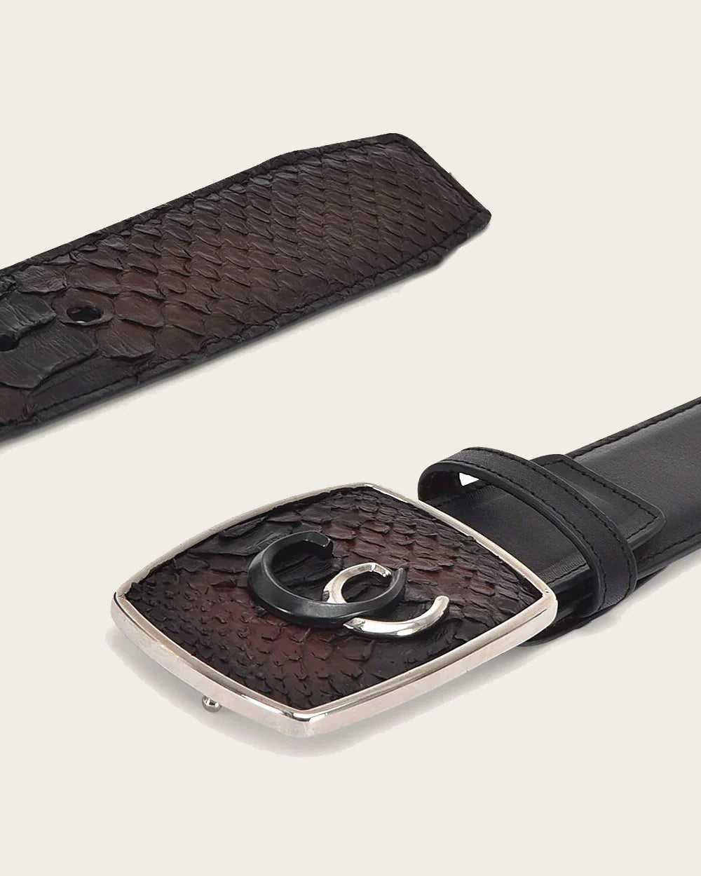 Cuadra Men’s Black Python Leather Western Belt BC324
